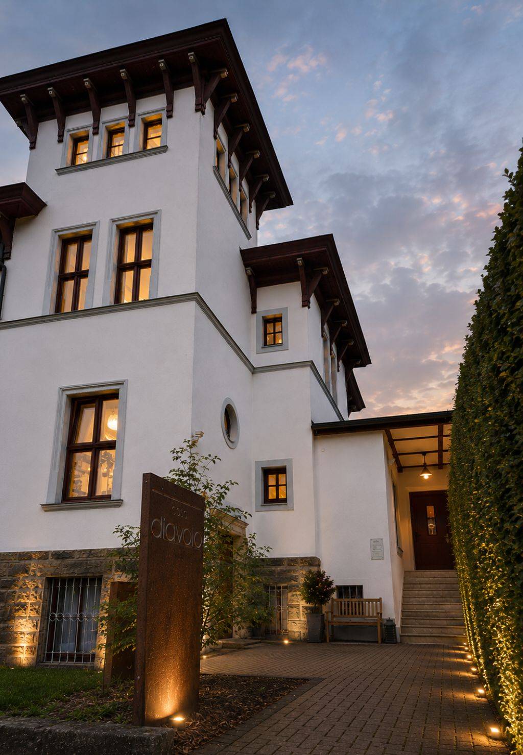 The entrance to CASA at dusk